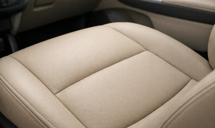 After Cigarette Burn Repair on Leather Car Seat in Los Angeles