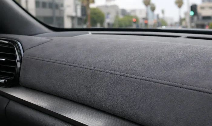 After Hookah Coal Burn on Alcantara Dashboard Panel in Los Angeles