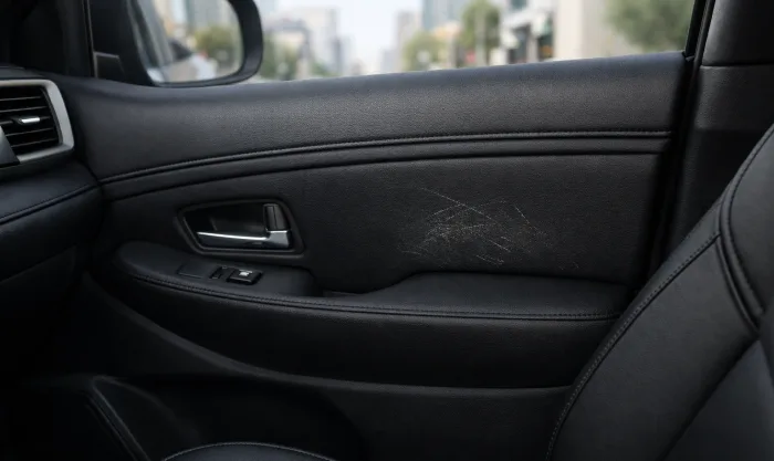 Before Scuff and Scratch Repair on Vinyl Door Panels in Los Angeles