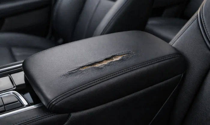 Before Deep Gouge Repair on Center Console Trim in Los Angeles