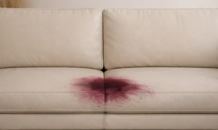 Before Wine Stain Removal from Leather Sofa in Los Angeles