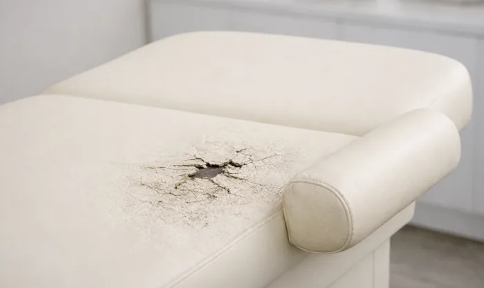 Before Spa Treatment Bed Reupholstery at a Wellness Center in Los Angeles