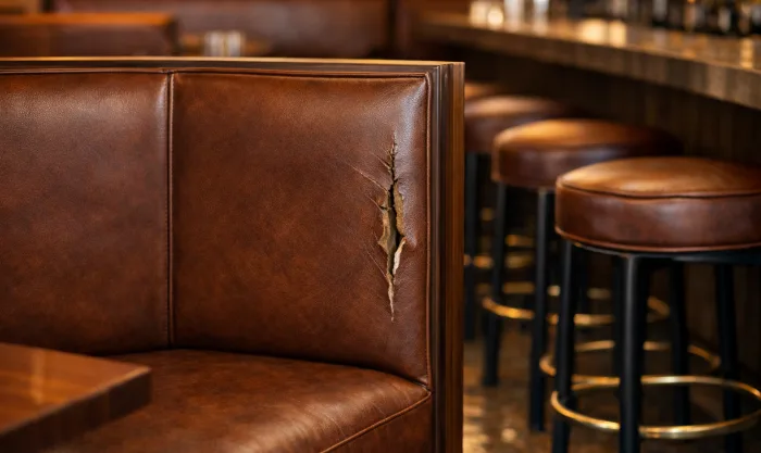 Before Bar Stool and Booth Seating Repair at a West Hollywood Restaurant in Los Angeles