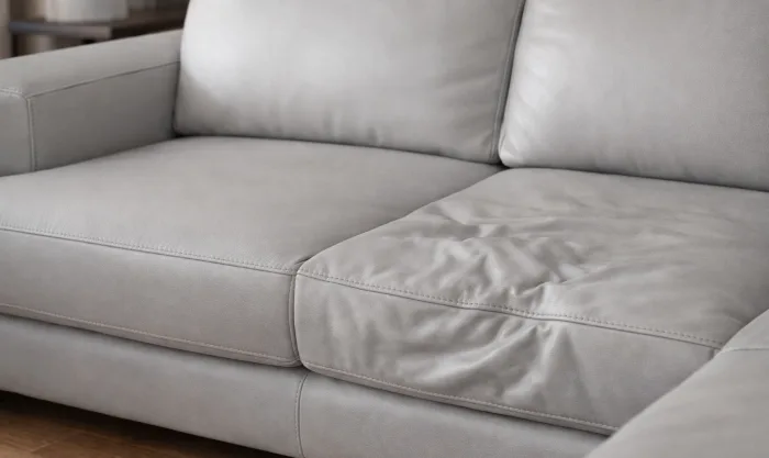 Before Wave Reduction on a Leather Sectional in Los Angeles