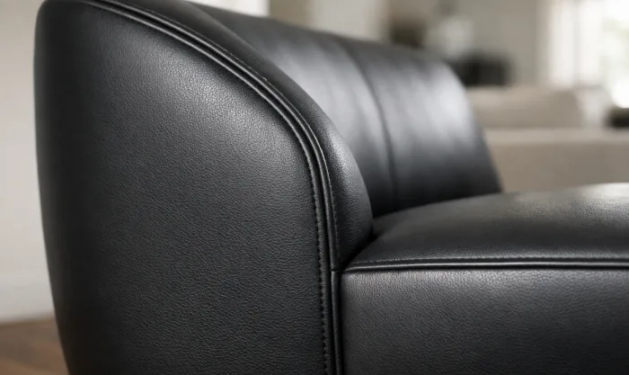 After Rip Repair on a Leather Chair Side Panel in Los Angeles